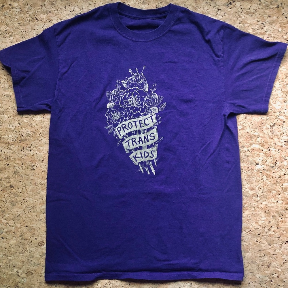 "Protect Trans Kids" flower screenprint